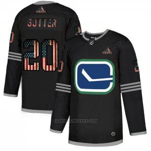 Camiseta Hockey Vancouver Canucks Brandon Sutter 2020 USA Flag Negro