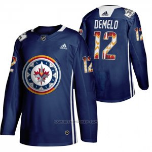 Camiseta Hockey Winnipeg Jets Dylan Demelo 2020 Wasac Night Indigenous Heritage Azul