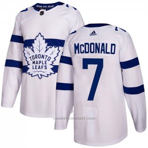 Camiseta Hockey Toronto Maple Leafs 7 Lanny Mcdonald Autentico 2018 Stadium Series Blanco