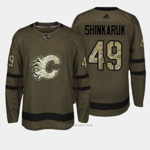 Camiseta Hockey Hombre Calgary Flames 49 Hunter Shinkaruk Verde Salute To Service