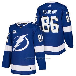 Camiseta Hockey Hombre Autentico Tampa Bay Lightning 86 Nikita Kucherov Home 2018 Azul