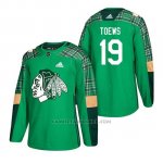 Camiseta Chicago Blackhawks Jonathan Toews 2018 St. Patrick's Day Verde