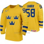 Camiseta Hockey Suecia Anton Lander Home 2020 IIHF World Amarillo