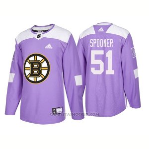 Camiseta Hockey Hombre Autentico Boston Bruins Ryan Spooner 2018 Hockey Fights Cancer Violeta