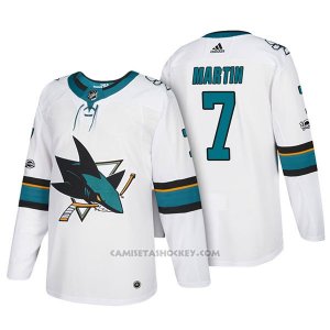 Camiseta Hockey Hombre San Jose Sharks 7 Paul Martin 2018 Blanco