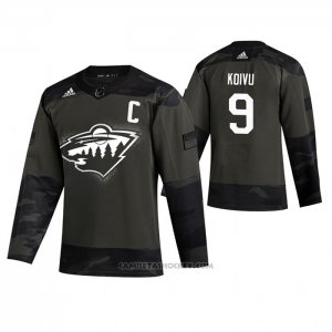 Camiseta Hockey Minnesota Wild Mikko Koivu 2019 Veterans Day Camuflaje