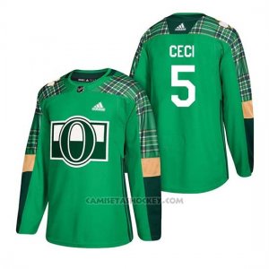 Camiseta Ottawa Senators Cody Ceci 2018 St. Patrick's Day Verde