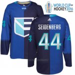 Camiseta Hockey Europa Dennis Seidenberg 44 Premier World Cup 2016 Azul