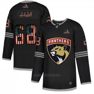 Camiseta Hockey Florida Panthers Jagr 2020 USA Flag Negro