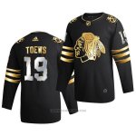 Camiseta Hockey Chicago Blackhawks Jonathan Toews Golden Edition Limited Autentico 2020-21 Negro