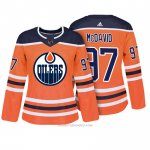 Camiseta Hockey Mujer Edmonton Oilers 97 Connor Mcdavid Naranja Autentico Jugador