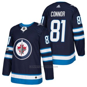 Camiseta Hockey Hombre Autentico Winnipeg Jets 81 Kyle Connor Home 2018 Azul