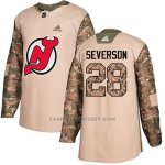 Camiseta Hockey Hombre New Jersey Devils 28 Damon Severson Camo Autentico 2017 Veterans Day Stitched