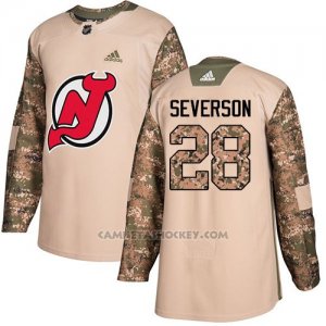 Camiseta Hockey Hombre New Jersey Devils 28 Damon Severson Camo Autentico 2017 Veterans Day Stitched