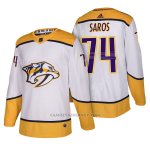 Camiseta Hockey Hombre Autentico Nashville Predators 74 Juuse Saros Away 2018 Blanco