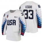 Camiseta USA Team Hockey 2018 Olympic David Leggio 2018 Olympic Blanco
