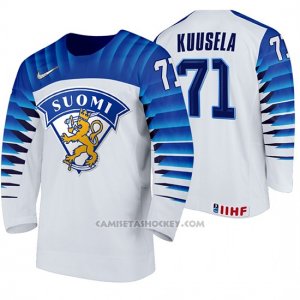 Camiseta Hockey Finlandia Kristian Kuusela Home 2020 IIHF World Championship Blanco