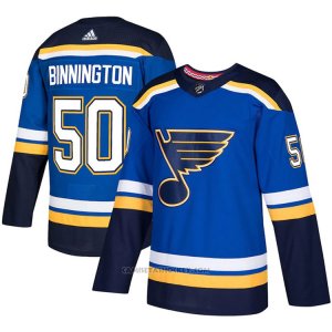 Camiseta Hockey St. Louis Blues Jordan Binnington Primera Autentico Azul