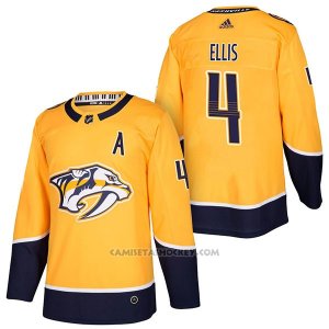 Camiseta Hockey Hombre Autentico Nashville Predators 4 Ryan Ellis Home 2018 Amarillo