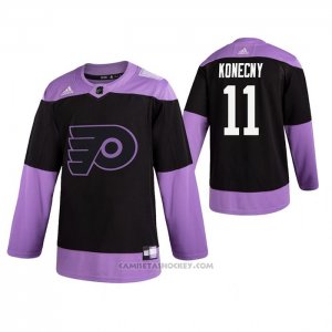 Camiseta Hockey Philadelphia Flyers Travis Konecny 2019 Fights Cancer Negro