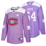 Camiseta Montreal Canadiens Charles Hudon Hockey Fights Cancer Violeta
