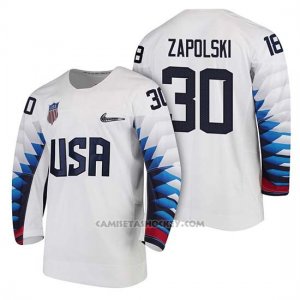 Camiseta USA Team Hockey 2018 Olympic Ryan Zapolski 2018 Olympic Blanco