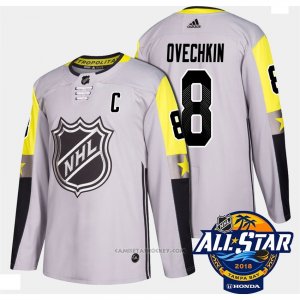 Camiseta Hockey Hombre Washington Capitals 8 Alex Ovechkin Gris 2018 All Star Autentico