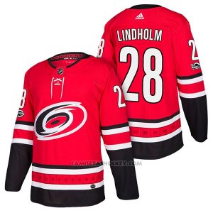 Camiseta Hockey Hombre Autentico Carolina Hurricanes 28 Elias Lindholm Home 2018 Rojo