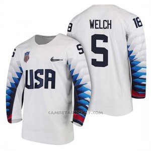 Camiseta USA Team Hockey 2018 Olympic Noah Welch 2018 Olympic Blanco