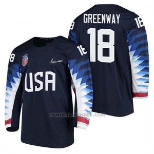 Camiseta USA Team Hockey 2018 Olympic Jordan Greenway 2018 Olympic Azul