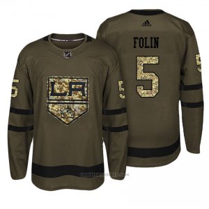 Camiseta Hockey Hombre Los Angeles Kings 5 Christian Folin Verde Camo