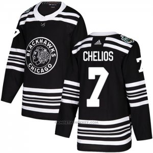 Camiseta Hockey Chicago Blackhawks 7 Chris Chelios Autentico 2019 Winter Classic Negro