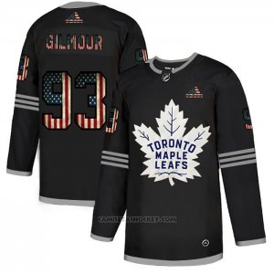 Camiseta Hockey Toronto Maple Leafs Doug Gilmour 2020 USA Flag Negro