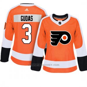 Camiseta Mujer Flyers 3 Radko Gudas Adizero Jugador Home Naranja