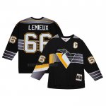 Camiseta Hockey Pittsburgh Penguins Mario Lemieux Mitchell & Ness Captain Patch 1996-97 Blue Line Negro