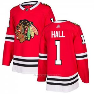 Camiseta Hockey Chicago Blackhawks 1 Glenn Hall Primera Autentico Rojo