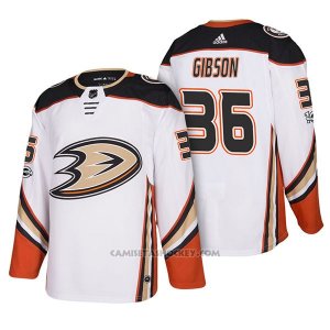 Camiseta Hockey Hombre Anaheim Ducks John Gibson 36 2018 New Season Team Road Blanco