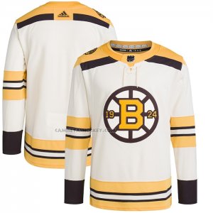 Camiseta Hockey Boston Bruins 100th Aniversario Primegreen Autentico Crema