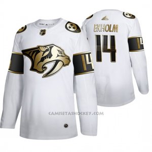 Camiseta Hockey Nashville Predators Mattias Ekholm Golden Edition Limited Blanco