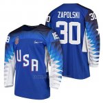 Camiseta USA Team Hockey 2018 Olympic Ryan Zapolski Blue 2018 Olympic