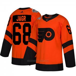 Camiseta Hockey Philadelphia Flyers 68 Jaromir Jagr Autentico 2019 Stadium Series Naranja