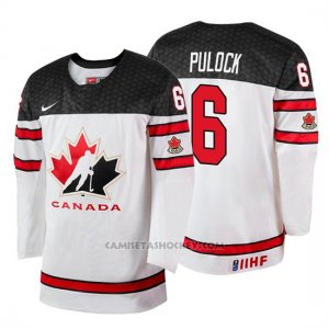 Camiseta Canada Team Ryan Pulock 2018 Iihf World Championship Jugador Blanco