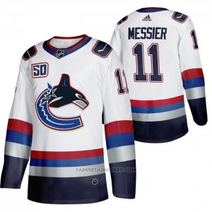 Camiseta Hockey Vancouver Canucks Mark Messier 50 Aniversario Vintage Blanco