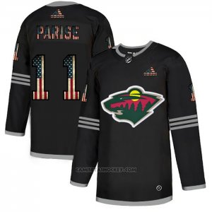 Camiseta Hockey Minnesota Wild Zach Parise 2020 USA Flag Negro