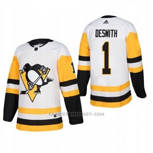 Camiseta Hockey Hombre Pittsburgh Penguins 1 Casey Desmith Away Autentico Jugador Blanco