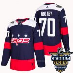 Camiseta Hockey Hombre Washington Capitals 70 Braden Holtby Azul 2018 Stadium Series Autentico
