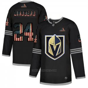 Camiseta Hockey Vegas Golden Knights Oscar Lindberg 2020 USA Flag Negro