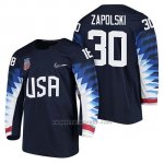 Camiseta USA Team Hockey 2018 Olympic Ryan Zapolski 2018 Olympic Azul