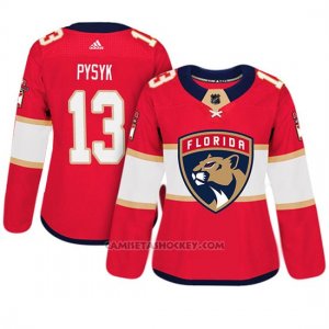 Camiseta Mujer Florida Panthers 13 Mark Pysyk Adizero Jugador Home Rojo