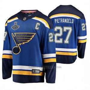 Camiseta Hockey St. Louis Blues Alex Pietrangelo 2019 Stanley Cup Campeones Primera Azul